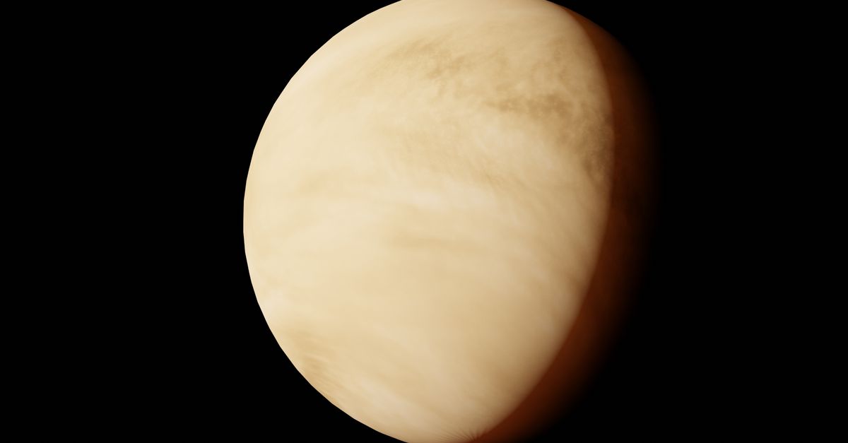 Detailed view of the planet Venus with a dark cosmic background.